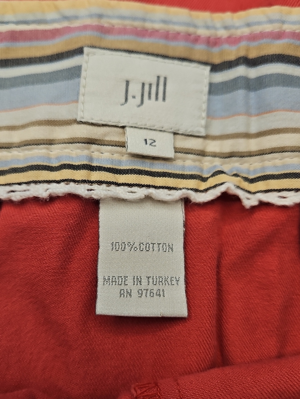 J. Jill Crimson Red A-Line Skirt with Button Tabs Size 12 - Picture 3 of 4